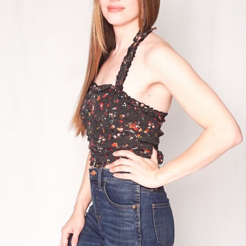 Free People Suns Out Floral Smocked Cropped Halter Top - Picture 14 of 14